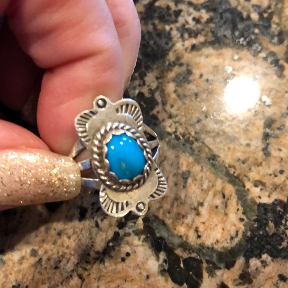 Size 6.25 Sterling Silver and Turquoise Ring VTG